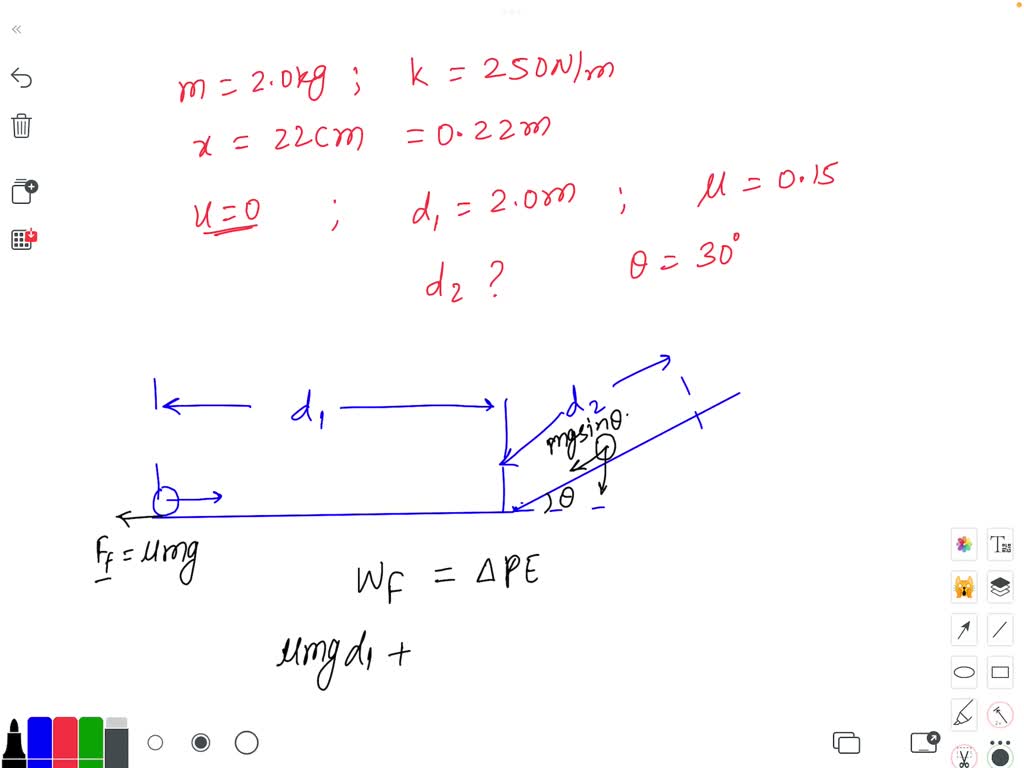 A block with a mass of 2.0kg is held against a spring with a spring ...