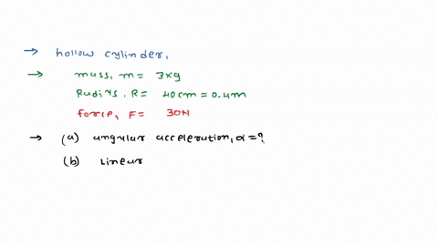 a-rope-of-negligible-mass-is-wound-around-a-hollow-cylinder-of-mass-3-kg-and-radius-40-cm-what-is-the-angular-acceleration-of-the-cylinder-if-the-rope-is-pulled-with-a-force-of-30-n-what-is-the-linear
