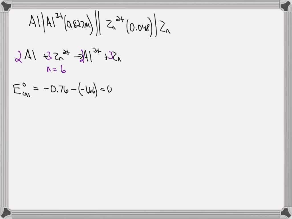SOLVED: Calculate the Ecell for the redox reaction described by the ...