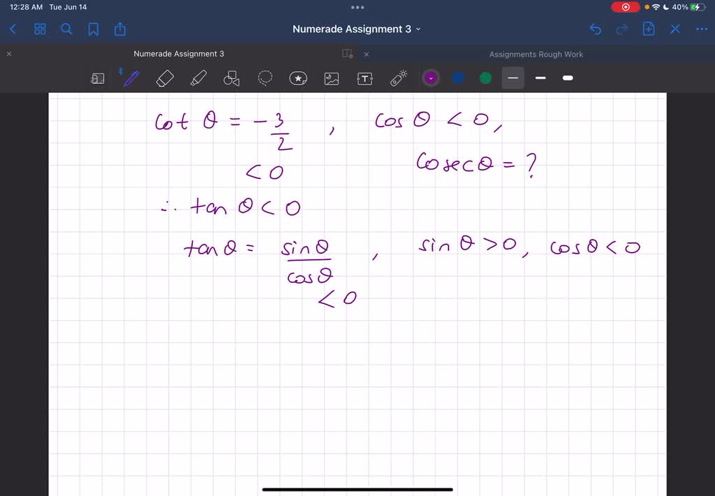 Solved Find The Exact Value Of Csc 8 If Cot 8 3 2 And Cos 8 0