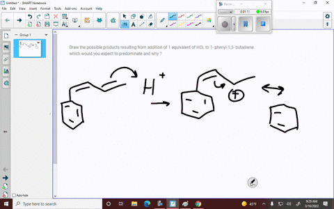 draw-the-possible-products-resulting-from-addition-of-1-equivalent-of-hcl-to-1-phenyl-13-butadiene-which-would-you-expect-to-predominate-and-why-2