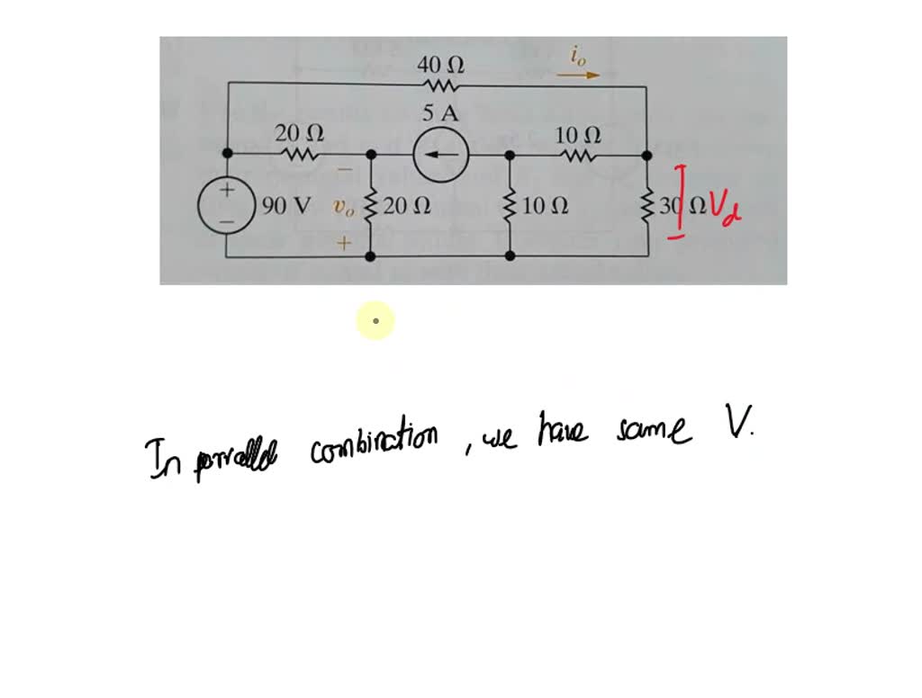 SOLVED Using the principle of superposition, find the voltage across