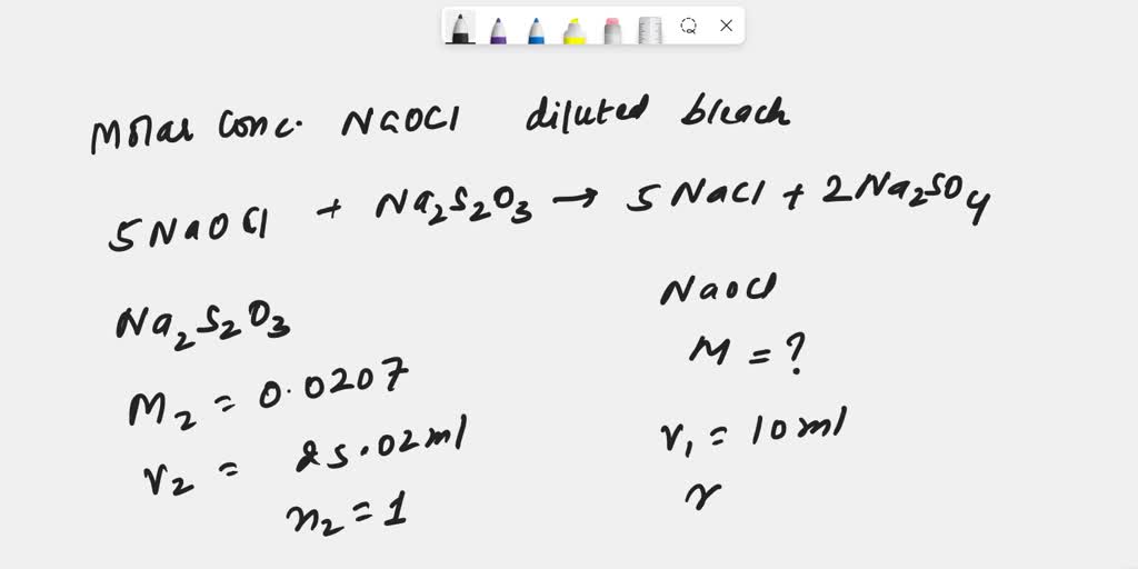 SOLVED homework point(s) Example Determination of [NaOCI] in Diluted