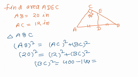 lbca-is-right-angle-ad-db-de-is-perpendicular-to-ab-ab-20in_-in-this-figure-and-ac-2in-find-the-area-of-quadrilateral-adec-_-95905