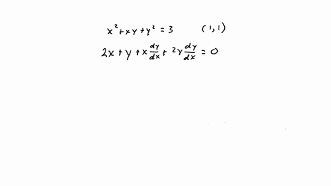 use-implicit-differentiation-to-find-an-equation-of-the-tangent-line-to-the-curve-at-the-given-point-x2-xy-y2-3-1-1-ellipse