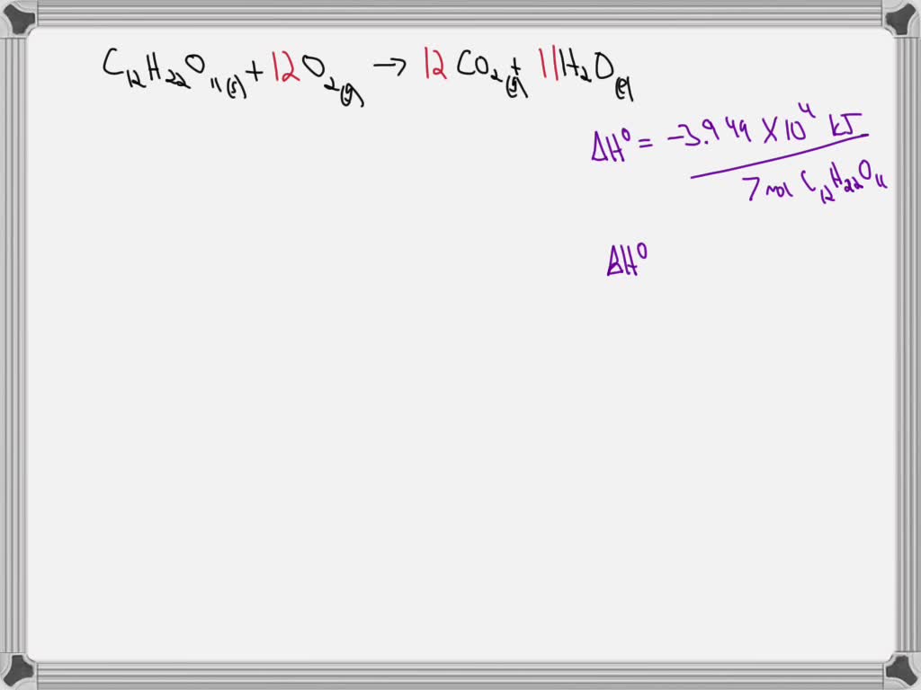 SOLVED Sucrose, C12H22O11, is common table sugar. The enthalpy change