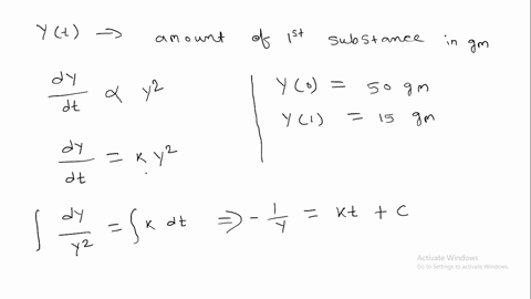 in-a-particular-chemical-reaction-a-substance-is-converted-into-a-second-substance-at-a-rate-proportional-to-the-square-of-the-amount-of-the-first-substance-present-at-any-time-t-initially-5-43863