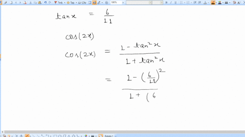 if-tan-x-611-in-quadrant-i-find-cos-2x-please-enter-answer-accurate-to-4-decimal-places-32134