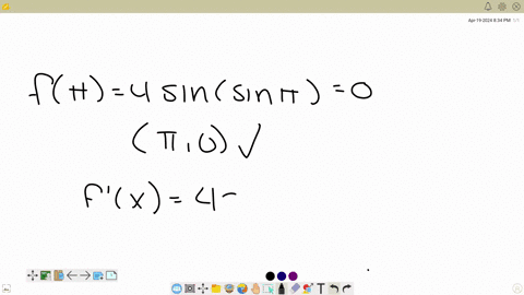 3-points-find-an-equation-of-the-tangent-line-to-the-curve-fx4-sin-sin-x-at-the-point-pi-0-the-tangent-line-has-equation-y4-times-4-mathrmpi