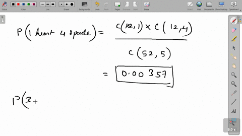 five-cards-are-drawn-from-a-deck-find-the-probabilities-of-the-following-events-enter-your-answers-as-decimals-include-3-significant-figures-numbers-after-the-zeros-in-each-answer-p1-hearts-and-4-spad