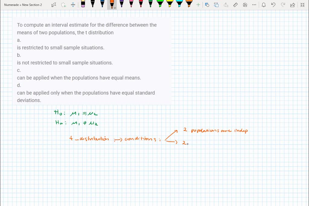 SOLVED: To compute an interval estimate for the difference between the ...