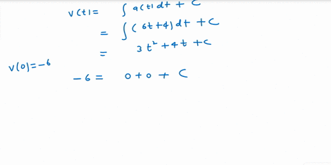 a-particle-moves-along-the-x-axis-with-its-position-measured-relative-to-the-origin-and-has-an-acceleration-given-by-at-6t-4-in-cms2-at-time-t-in-seconds-if-the-particles-initial-velocity-is-11015