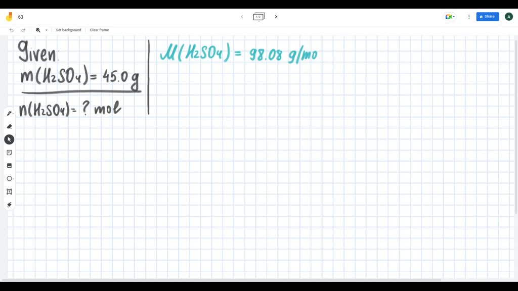 SOLVED: '9. How many moles are there in 45.0 grams of sulfuric acid