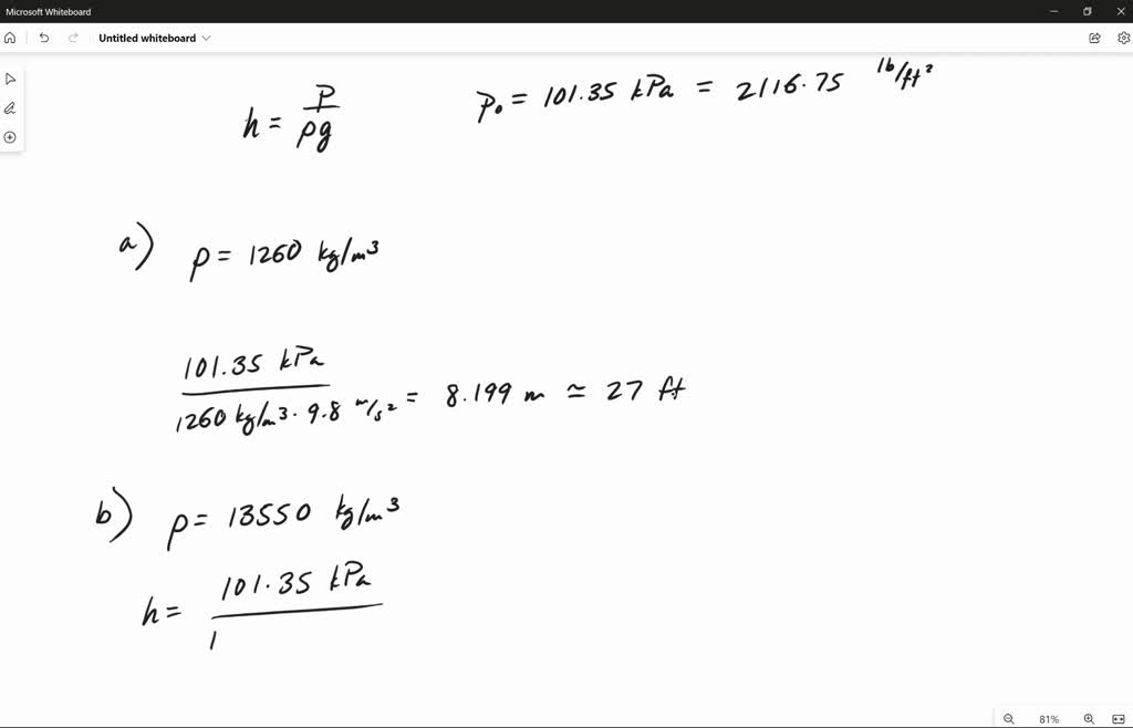 SOLVED Any pressure reading can be expressed as a length or head, h=p