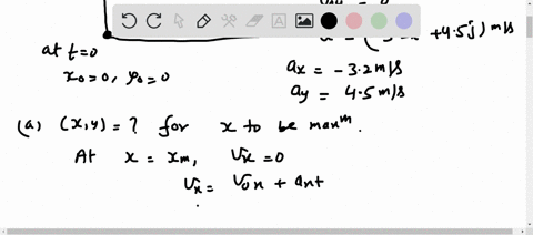 a-particle-starts-from-the-origin-at-t-0-with-an-initial-velocity-of-47-ms-along-the-positive-axis-if-the-acceleration-is-32-i-45-jms2-determine-athe-velocity-and-bposition-of-the-particle-a-26092