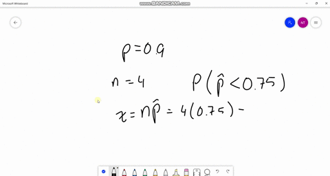 suppose-the-population-proportion-is-09-what-is-the-probability-that-you-see-a-sample-proportion-of-075-or-less-in-a-sample-of-size-4-round-your-answer-to-4-decimal-places-28908