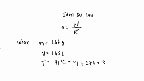 a-166-gram-sample-of-an-unknown-gas-is-found-to-occupy-a-volume-of-165-l-at-a-pressure-of-403-mmhg-and-a-temperature-of-41-c-assume-ideal-behavior-the-molar-mass-of-the-unknown-gas-is-gmol