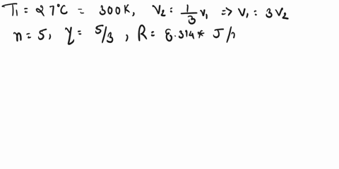 5-moles-of-neon-gas-at-a-temperature-of-27-c-is-adiabatically-compressed-to-13-of-its-original-volume-find-the-work-done-on-the-gas-ne-is-a-monoatomic-gas-y53-26116