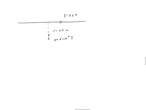 a-long-straight-wire-carries-a-current-of-860-a-an-electron-is-traveling-in-the-vicinity-of-the-wire-89592