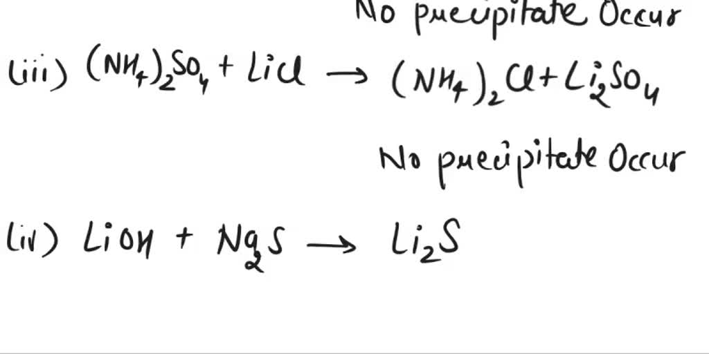 SOLVED: Texts: Which of the following would produce a precipitate when ...