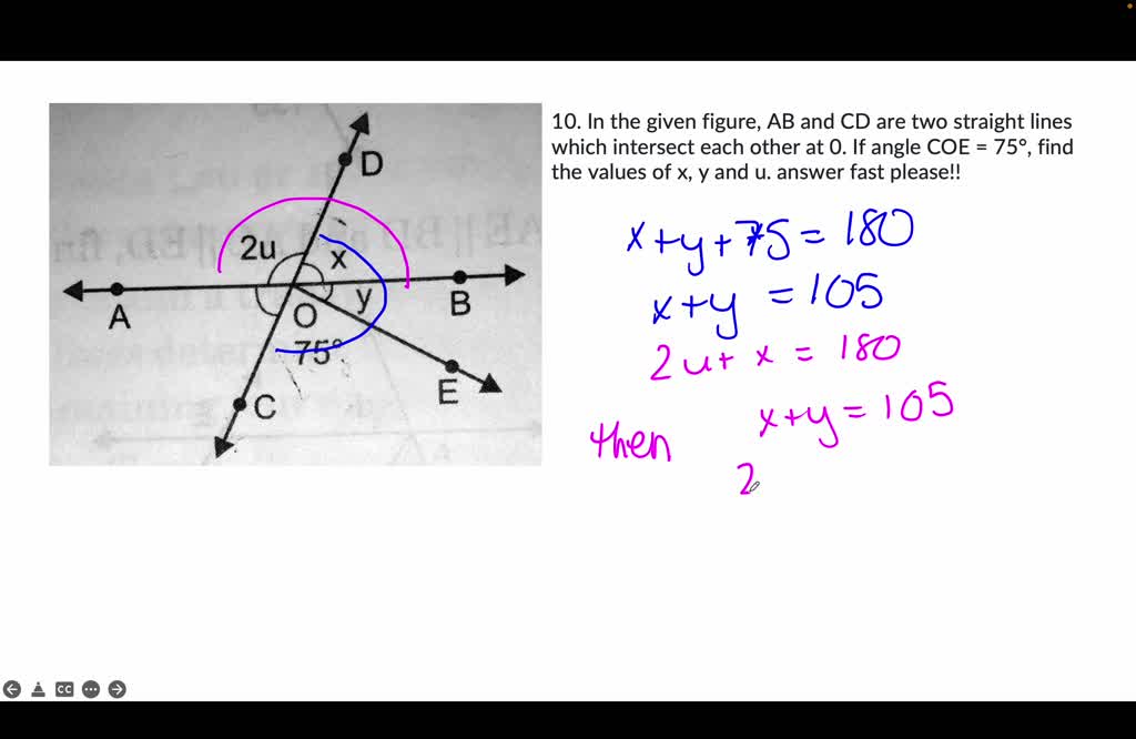 Solved 10 In The Given Figure Ab And Cd Are Two Straight Lines Which Intersect Each Other At