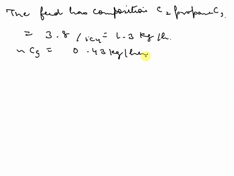 q210m-a-feed-to-a-column-has-the-composition-given-in-the-table-below-and-is-at-a-pressure-of-14-bar-and-a-temperature-of-60-ccalculate-the-flow-and-composition-of-the-liquid-and-vapour-phas-58029