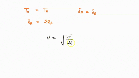 two-strings-a-and-b-made-of-same-material-are-stretched-by-same-tension-the-radius-of-string-a-is-double-of-the-radius-of-b-a-transverse-wave-travels-on-a-with-speed-v_a-and-on-b-with-speed-78697