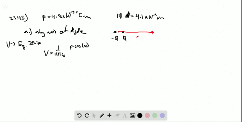 ii-calculate-the-electric-potential-due-to-a-tiny-dipole-whose-dipole-moment-is-48-times-10-30-mathrmc-cdot-mathrmm-at-a-point-41-times-10-9-mathrmm-away-if-this-point-is-a-along-the-axis-of-the-dip-2
