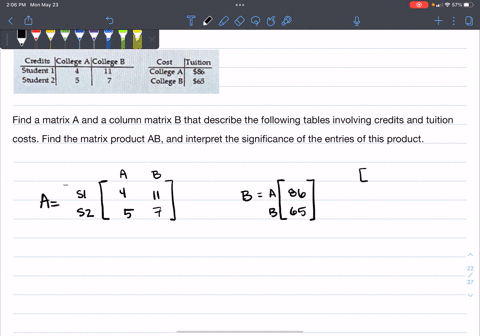 question-19-75-pts-find-a-matrix-a-and-a-column-matrix-b-that-describe-the-following-tables-involving-credits-and-tuition-costs-find-the-matrix-product-aband-interpret-the-significance-of-th-88768