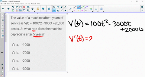 the-value-of-a-machine-after-t-years-of-service-is-vt-100t2-3000t-20000-pesos-at-what-rate-does-the-machine-depreciate-after-5-years-an-1000-b-7000-c-2000-d-000-00663