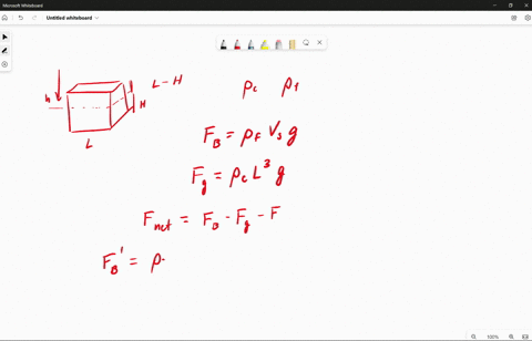 9-points-a-cube-with-side-length-of-l-and-density-pc-is-floating-in-bathtub-filled-with-a-fluid-with-a-density-pf-with-gravity-exactly-canceling-the-buoyant-force-as-shown-on-the-left-below-12122