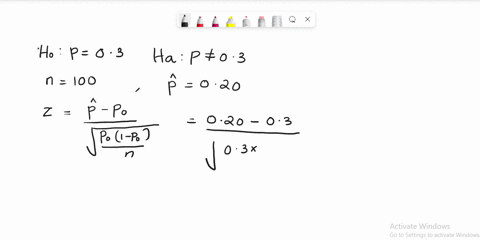 936-suppose-we-test-ho-p-3-versus-ha-p-3-and-that-a-random-sample-of-n-100-gives-sample-proportion-p-20-test-ho-versus-h-at-the-01-level-of-significance-by-using-critical-values-what-do-you-93689