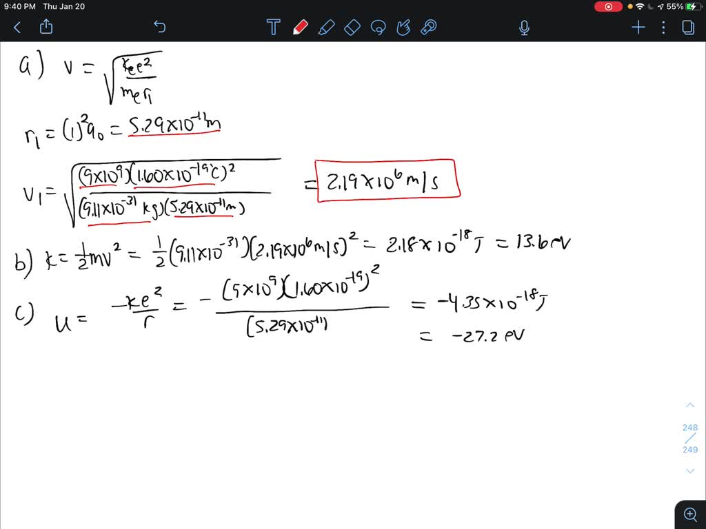 Solved For A Hydrogen Atom In Its Ground State Use The Bohr Model To