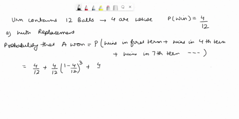 an-urn-contains-12-balls-of-which-4-are-white-three-players-a-b-and-c-successively-draw-from-the-urn-79399