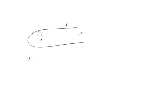 the-figure-below-current-is-set-up-in-a-long-hairpin-conductor-formed-by-bending-a-wire-into-a-semicircle-of-radius-r-point-b-is-midway-between-the-straight-sections-and-so-distant-from-the-44833