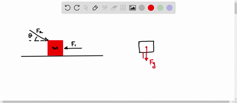 problem-1-a-block-with-a-mass-of-m-rests-on-a-frictionless-surface-and-is-subject-to-two-forces-acting-on-it-the-first-force-is-directed-in-the-negative-x-direction-the-second-acts-on-the-bo-63116