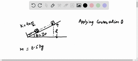 a-spring-with-constant-k400-nm-is-at-the-base-of-a-frictionless-300-degree-inclined-plane-a-050-kg-block-is-pressed-against-the-spring-compressing-it-020m-from-its-equilibrium-position-the-b-24209