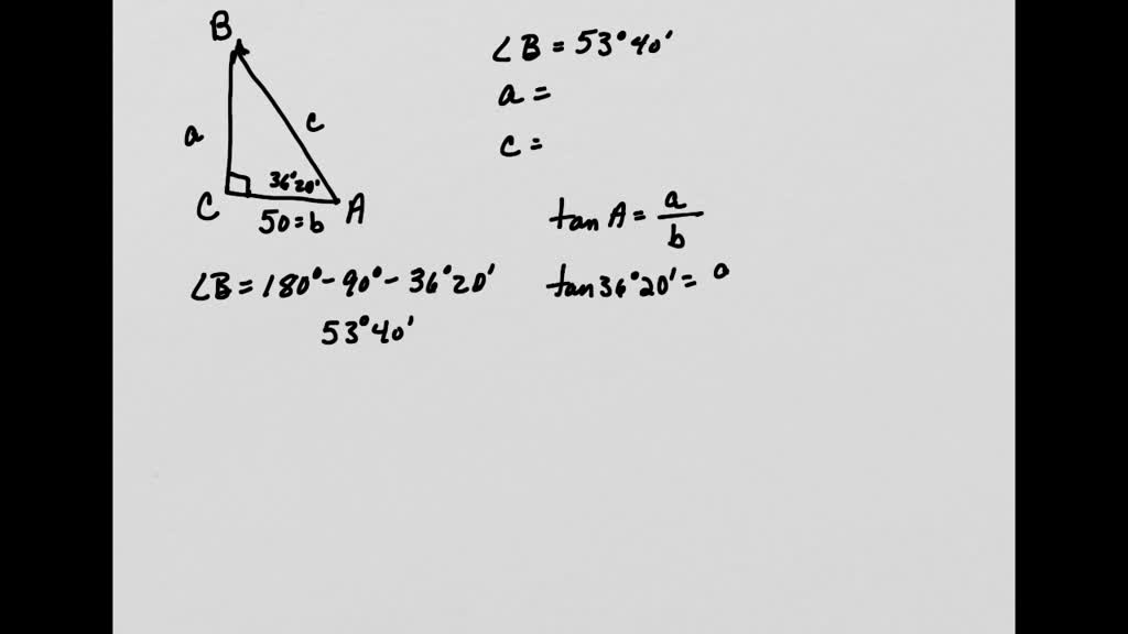 SOLVED: We Are Given A Right Triangle ABC With Angles A, B, And C = 90Â ...