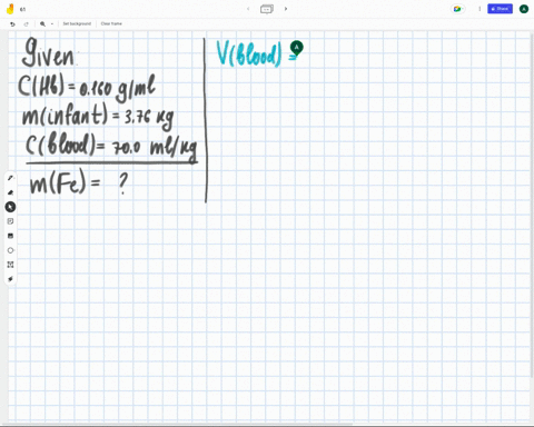 if-the-hemoglobin-content-of-serum-is-0160gml-and-there-is-about-700ml-of-blood-per-kg-of-body-weight-how-much-iron-would-there-be-in-a-376kg-infant-hint-this-is-stiochiometry-you-may-need-t-83932