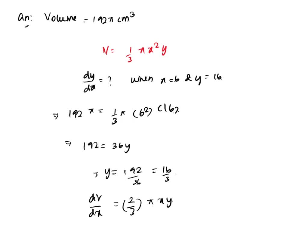 find the volume of the right circular cone with radius 3.5 cm