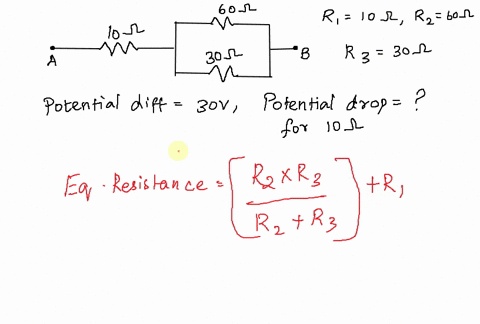three-resistors-are-placed-in-a-circuit-as-shown-the-potential-difference-between-points-a-and-b-is-30-v-60-10-0-30-9-what-is-the-potential-drop-across-the-10-q-resistor-07056