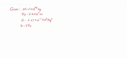what-is-the-gravitational-potential-due-to-the-earth-at-a-point-which-is-at-a-height-of-2re-above-the-surface-of-the-earth-mass-of-the-earth-is-61024-kg-radius-of-the-earth-6400-km-and-g-66710-11-nm2-