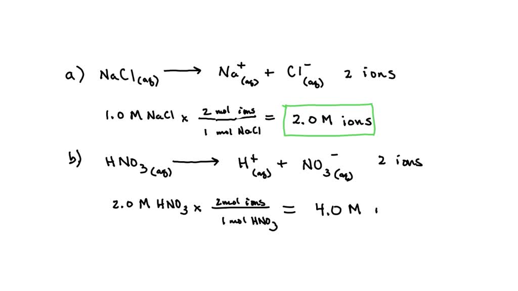 SOLVED: Find the total concentration of dissolved ions in the following ...