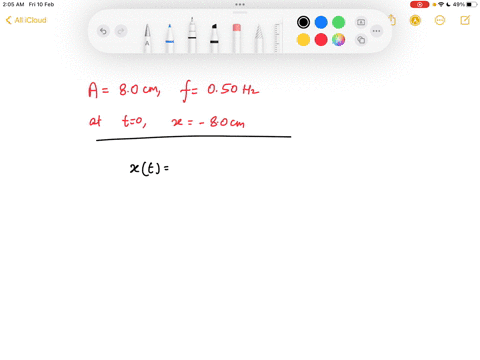 an-object-in-simple-harmonic-motion-has-amplitude-80-cm-and-frequency-050-hz-at-t-0-it-has-its-most-negative-position-write-the-function-xt-that-describes-the-objects-position-61124
