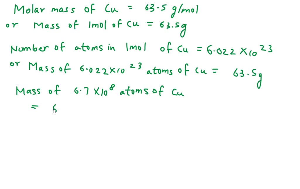 SOLVED: A piece of copper contains 6.7Ã—10^8 atoms. What is the mass of ...