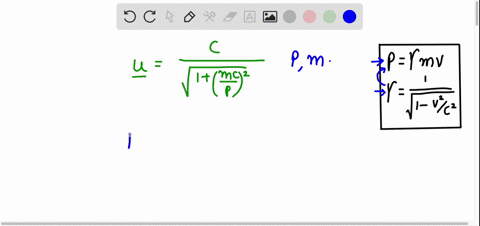 show-that-the-speed-of-an-object-having-momentum-of-magnitude-p-and-mass-m-is-ufraccsqrt1m-c-p2-5-61328