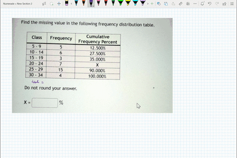 find-the-missing-value-in-the-following-frequency-distribution-table_-class-frequency-cumulative-frequency-percent-5-9-5-12500-10-14-6-27500-15-19-3-35000-20-24-7-x-25-29-15-90000-30-34-4-10-90136