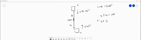 two-parallel-elevators-at-rest-are-125-meters-apart-the-two-will-approach-each-other-from-their-initial-positions-the-upper-elevator-has-constant-downward-acceleration-of-075-ms2-and-the-low-27664