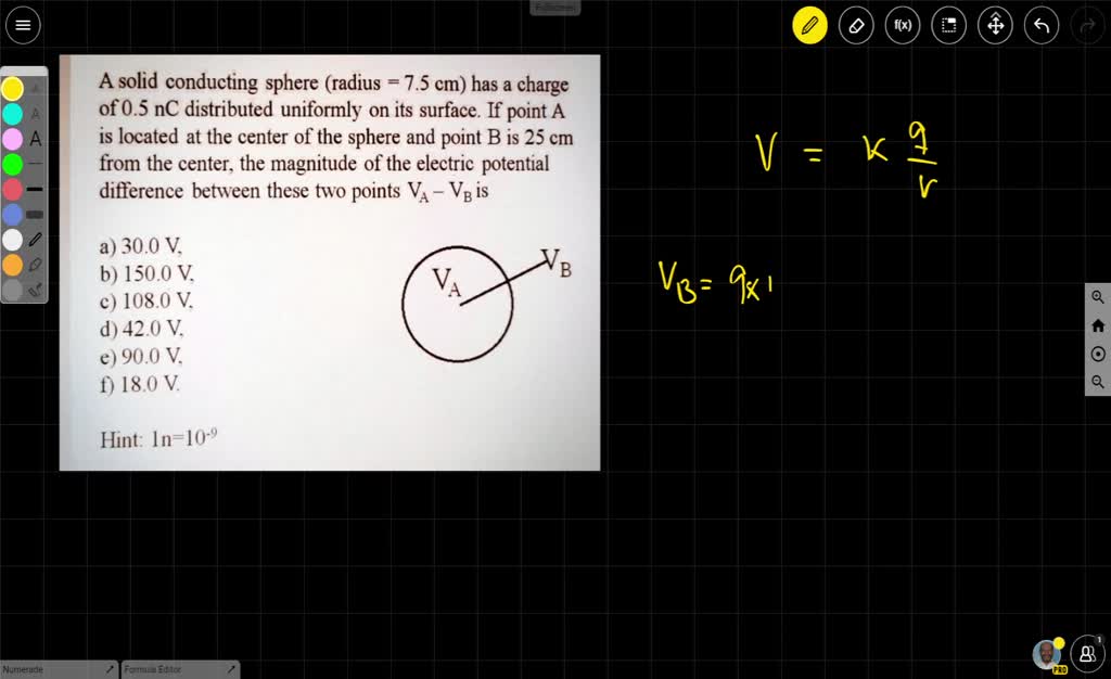 Solved What is the potential at point B, which is 7.5 cm to