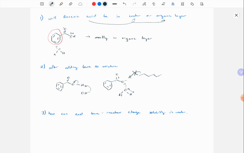 SOLVED 1. You are mixing benzoic acid with water and an organic